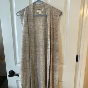 Cynthia Rowley Heathered Taupe Sleeveless Open Cardigan Vest